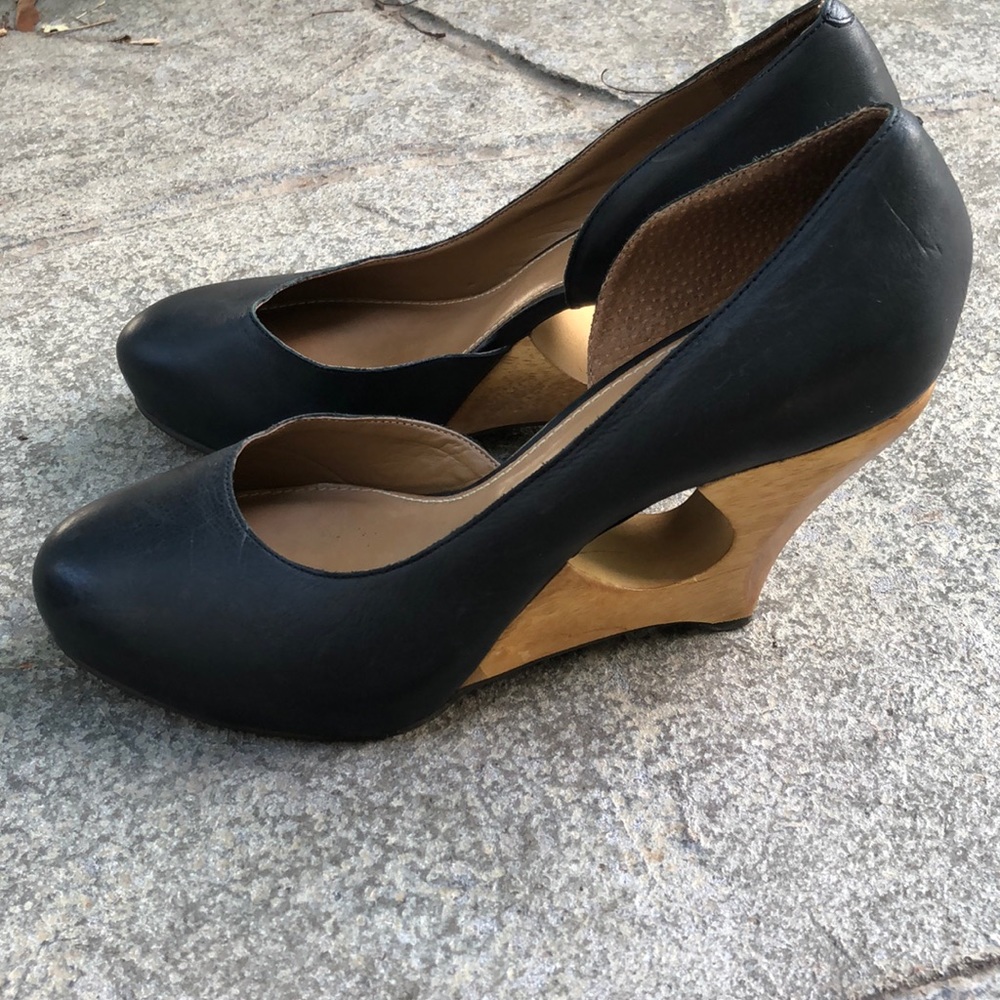 Anthropologie Schuler & Sons Black Wedge Heels 11